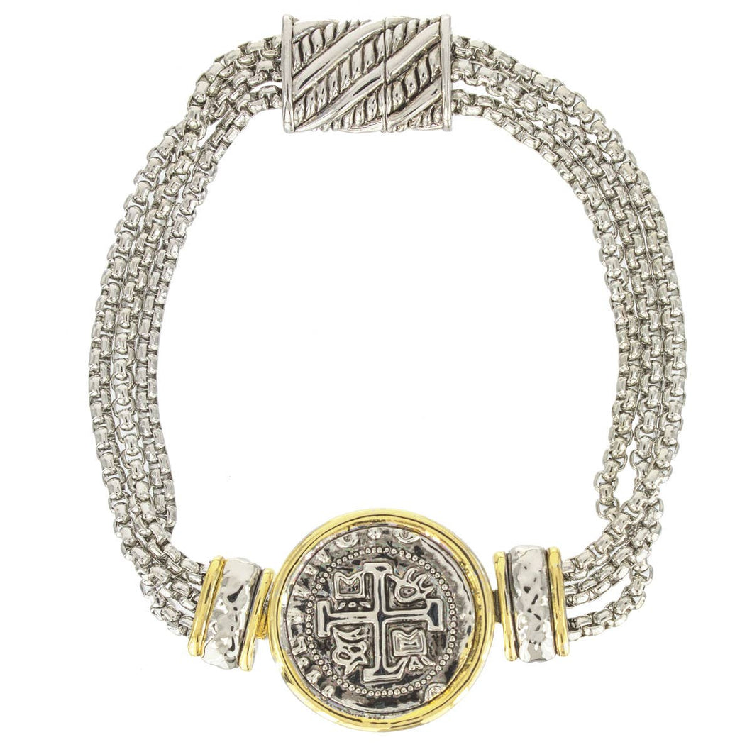 Coin Cross Chain Fashion Magnetic Bracelet