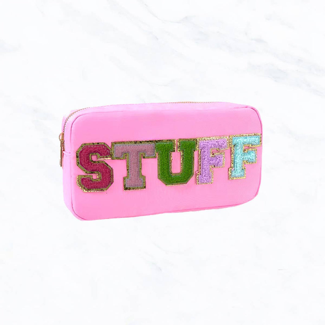 STUFF Colored Letter Cosmetic Large Nylon Bag