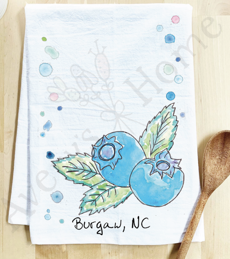Burgaw Blueberries Kitchen Towel