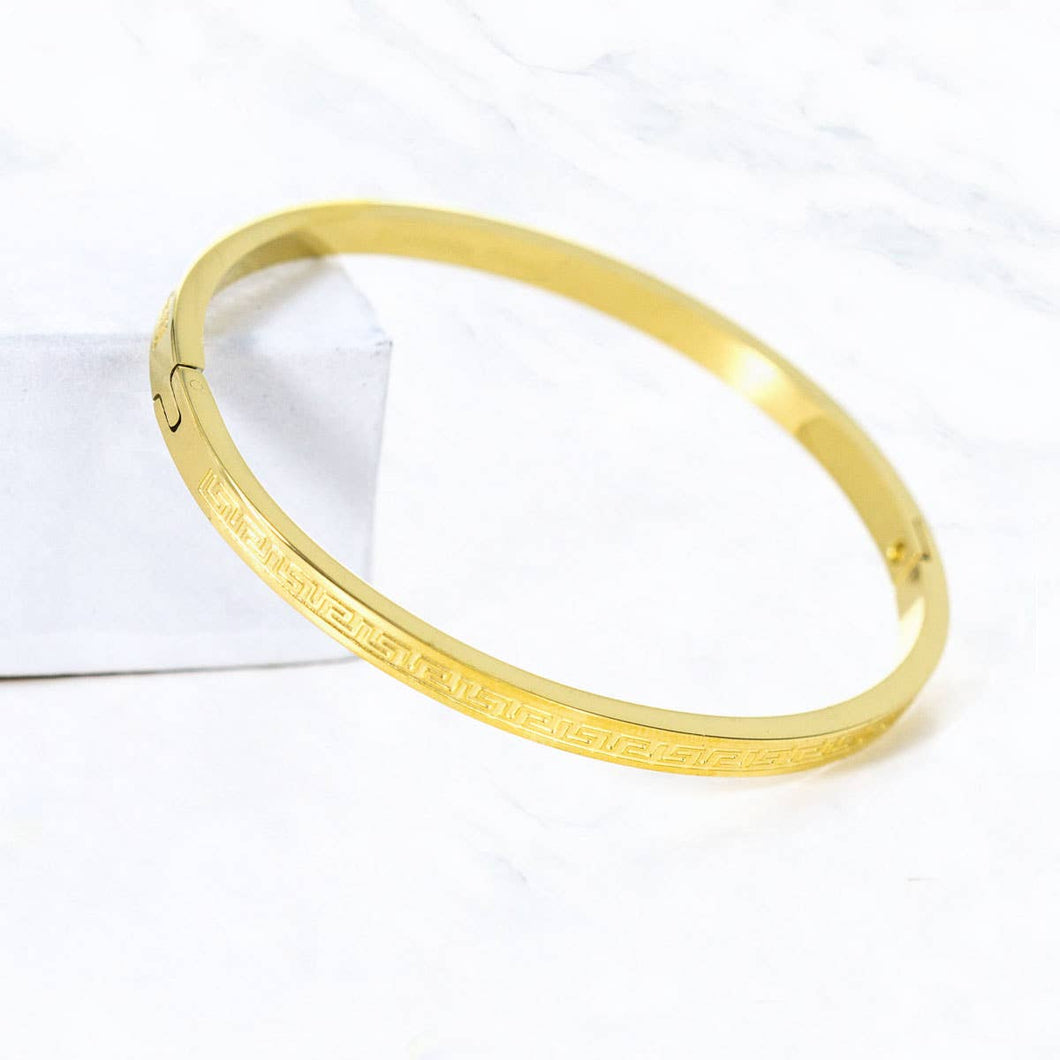 Yellow Gold Greek Pattern Bangle Bracelet