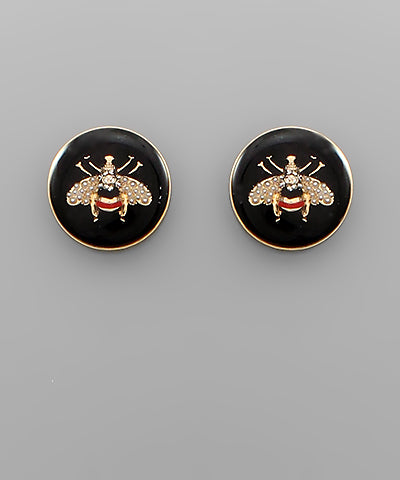 Bee Round Earrings