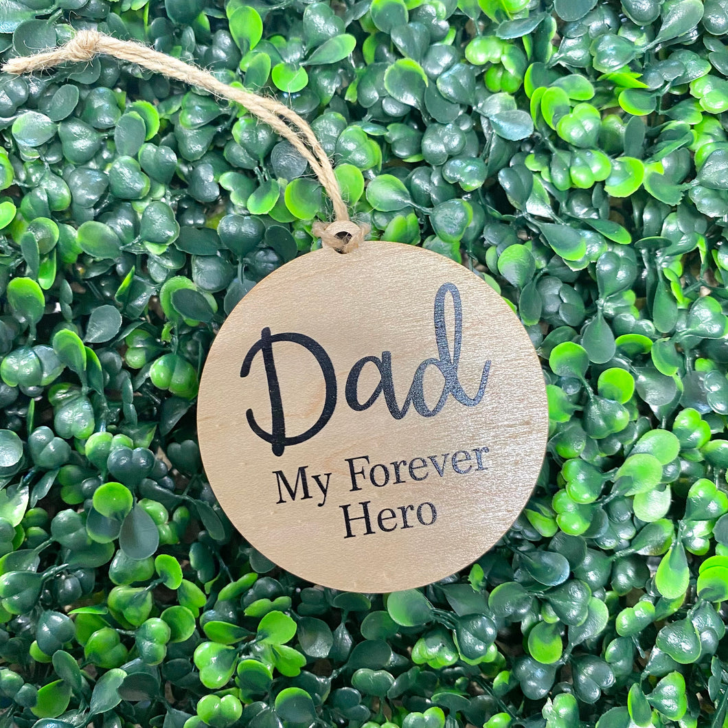 Dad Hero Wood Ornament