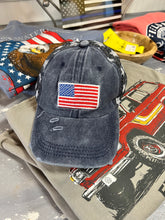 Load image into Gallery viewer, Distressed Denim Flag Ballcap
