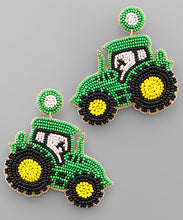 Load image into Gallery viewer, Beaded Tractor Earrings

